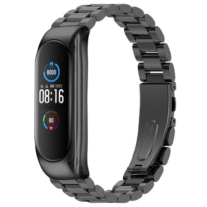 Xiaomi Mi 3/4/5/6 Perlen stahl Gliederarmband - schwarz
