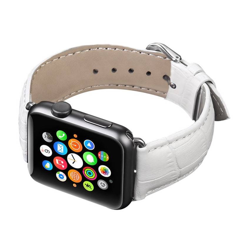 Apple Watch krokodil Lederarmband - weiß