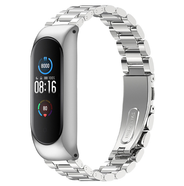 Xiaomi Mi 3/4/5/6 Perlen stahl Gliederarmband - matt silber