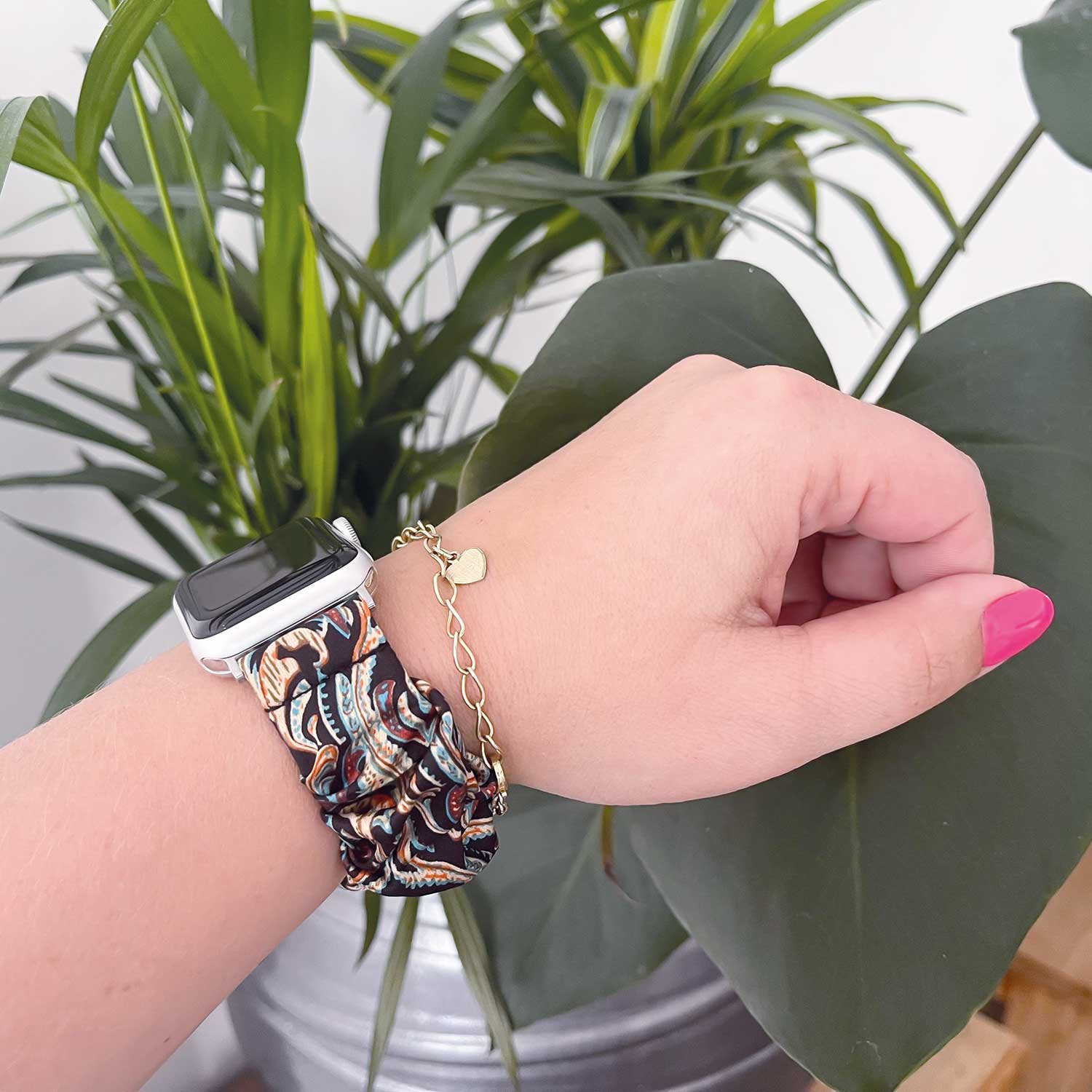 Apple Watch nylon scrunchie band - zwart gekleurd
