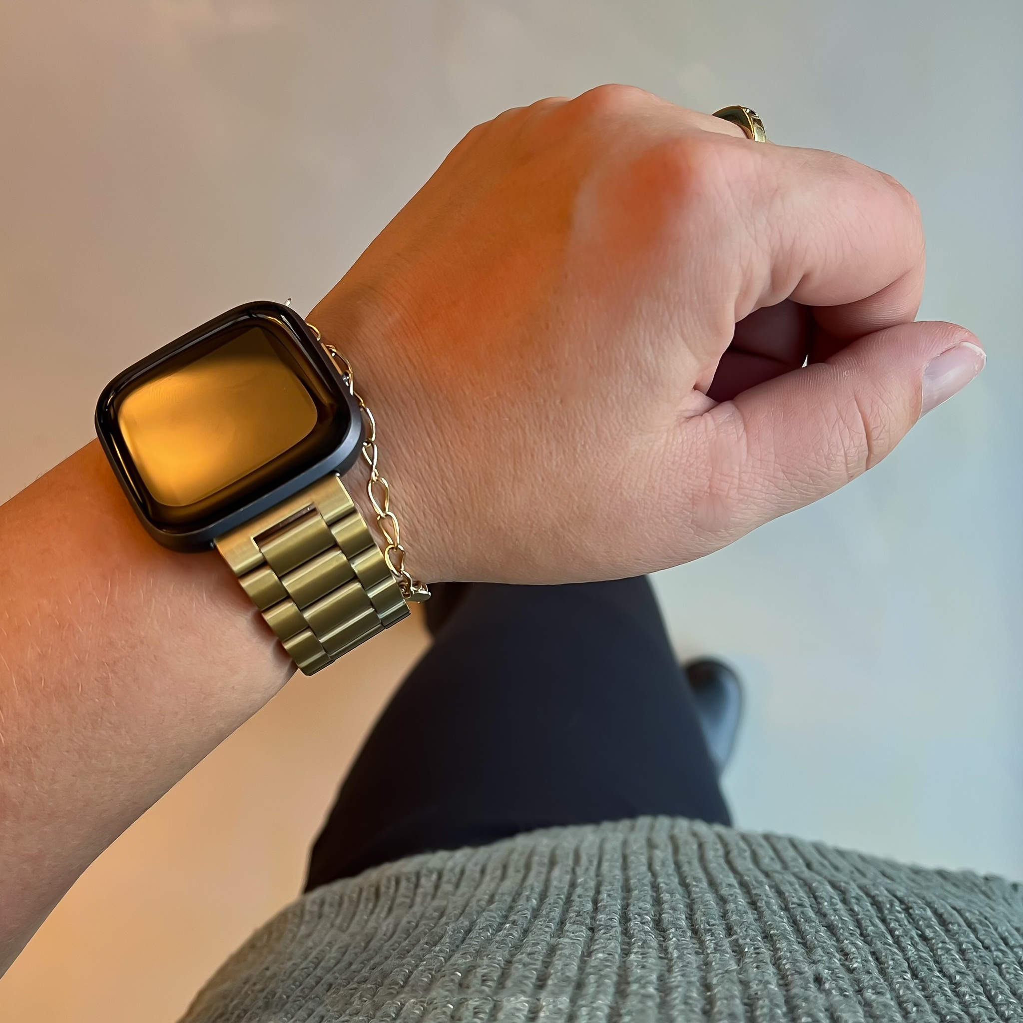 Fitbit Versa Perlen stahl Gliederarmband - gold