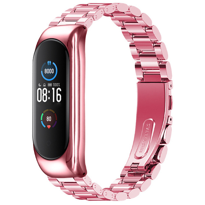Xiaomi Mi 3/4/5/6 Perlen stahl Gliederarmband - rosa rot