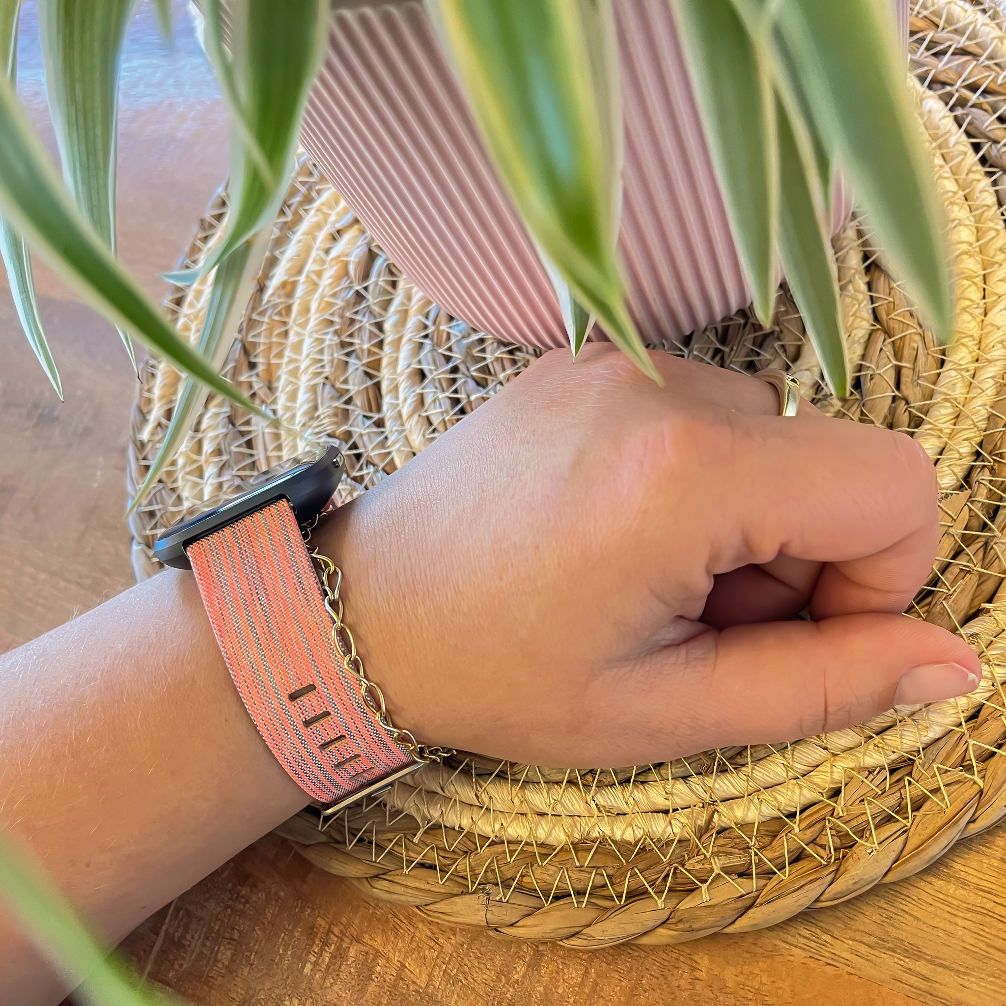 Fitbit Versa Nylon Schnallenband - orange gestreift