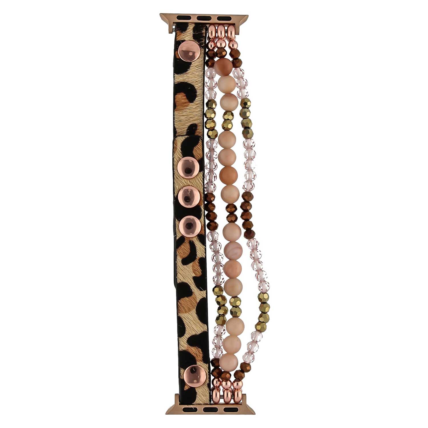 Apple Watch schmuck Lederarmband - Leopard Rotgold