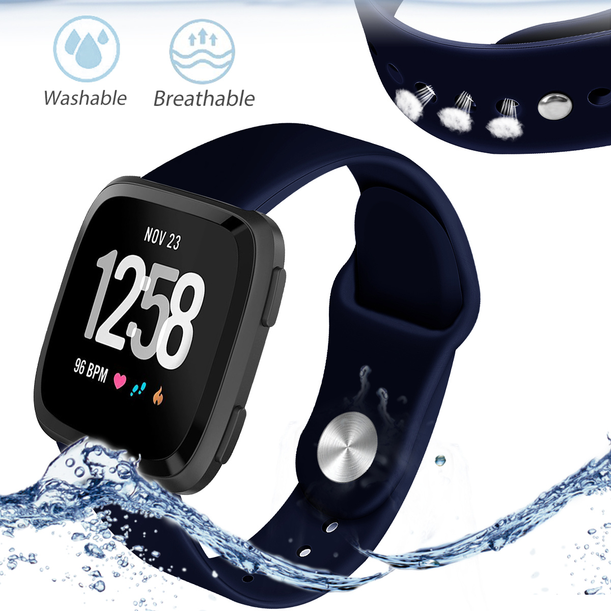 Fitbit Versa Silikon-Sportarmband - navy blau