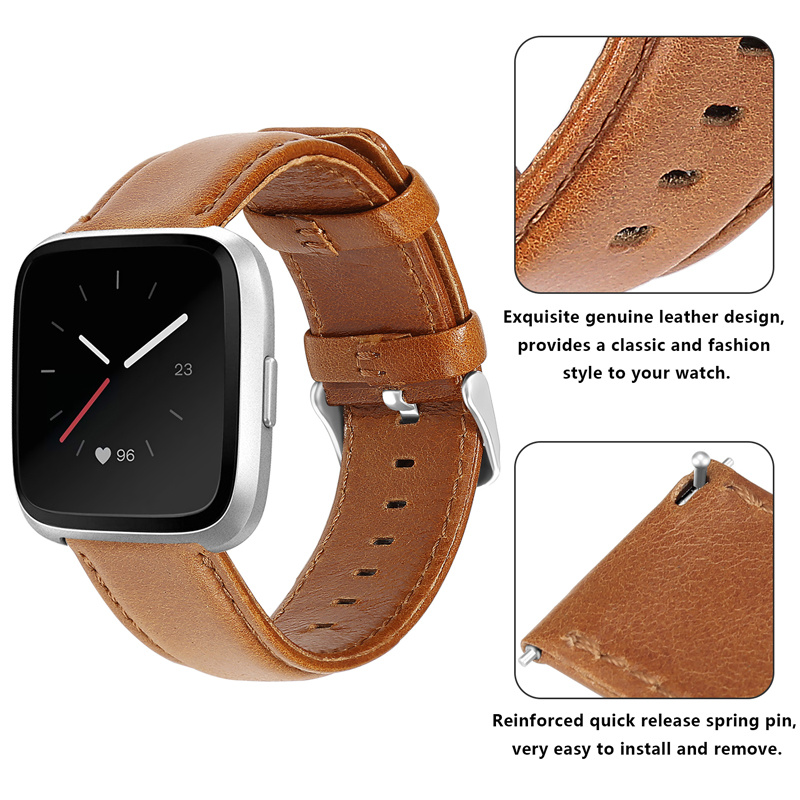Fitbit Versa genuine Lederarmband - hellbraun