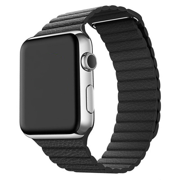 Apple Watch gerippter Lederarmband - schwarz