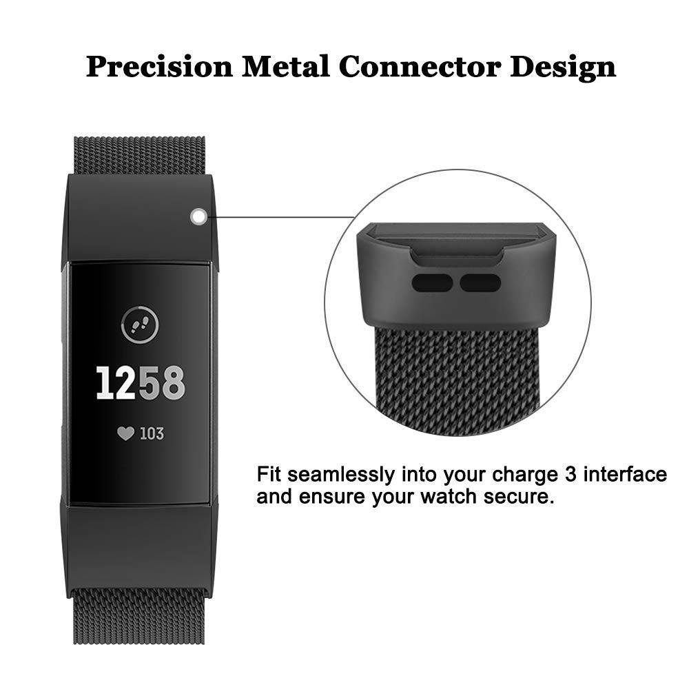 Fitbit Charge 3 & 4 Milanaise Armband - schwarz