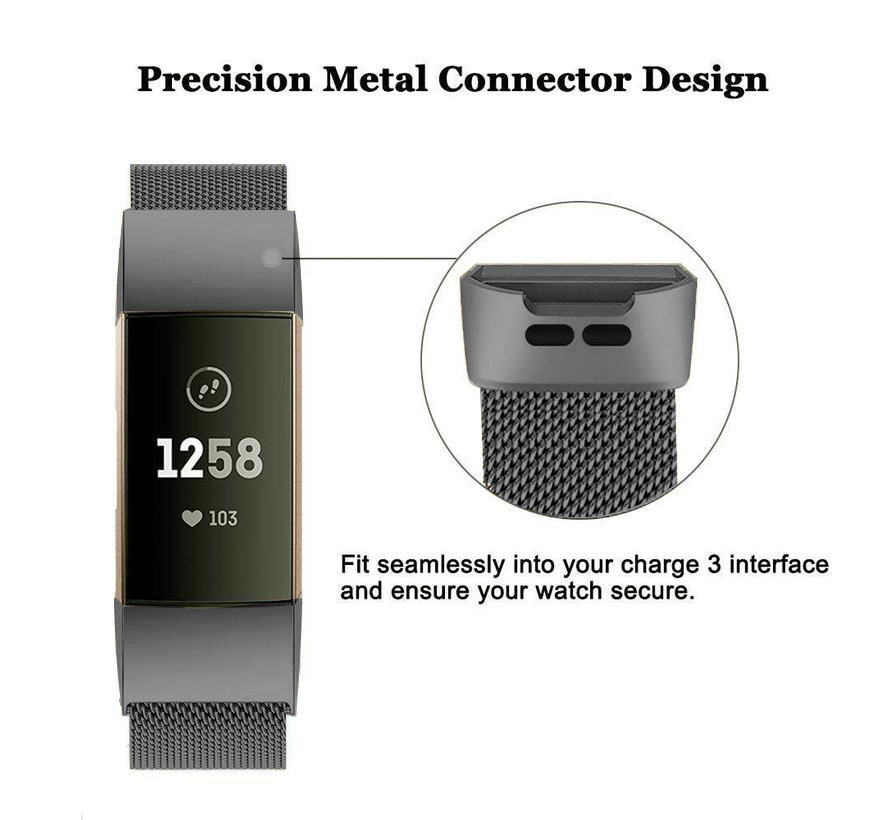 Fitbit Charge 3 & 4 Milanaise Armband - space grey
