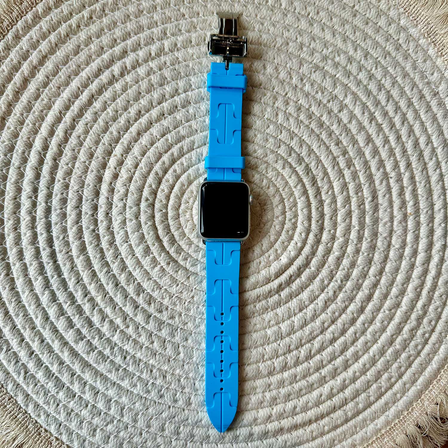 Apple Watch Sportarmband Hermès kilim single tour - Bleu Céleste