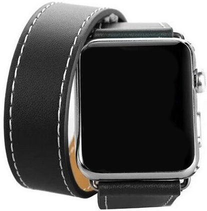 Apple Watch langer Schlaufe Lederarmband - schwarz