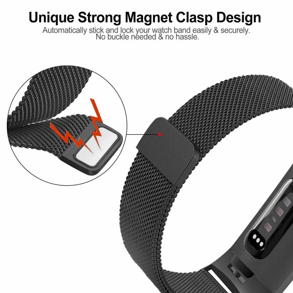 Fitbit Charge 3 & 4 Milanaise Armband - schwarz