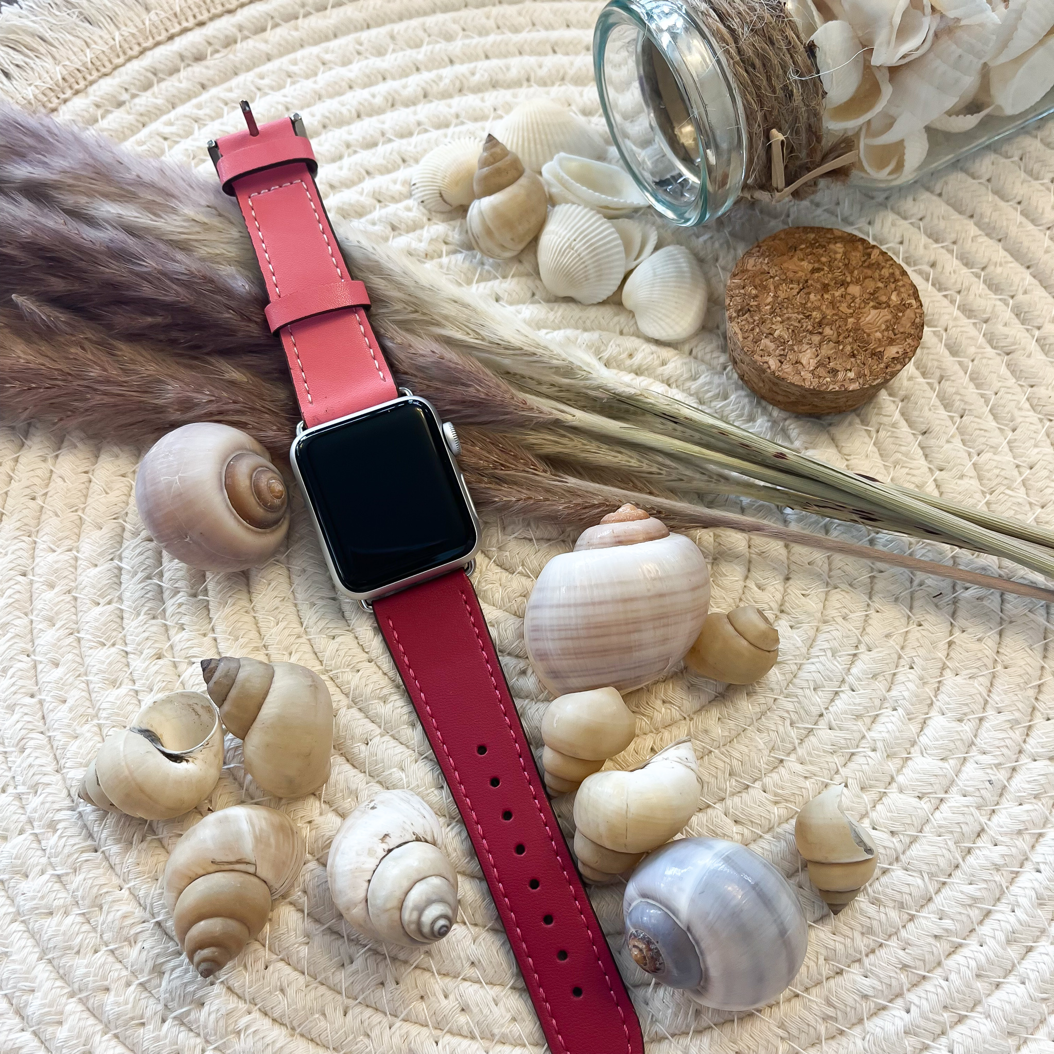 Apple Watch sing tour Lederarmband - rosa rot