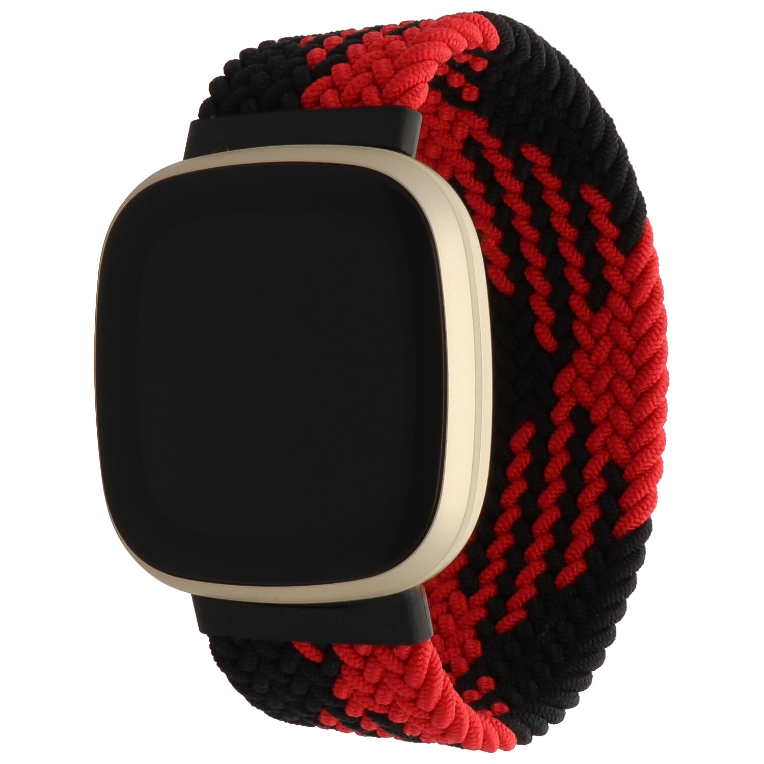 Fitbit Versa 3 / Sense Nylon Geflochtenes Solo Loop - rot schwarz