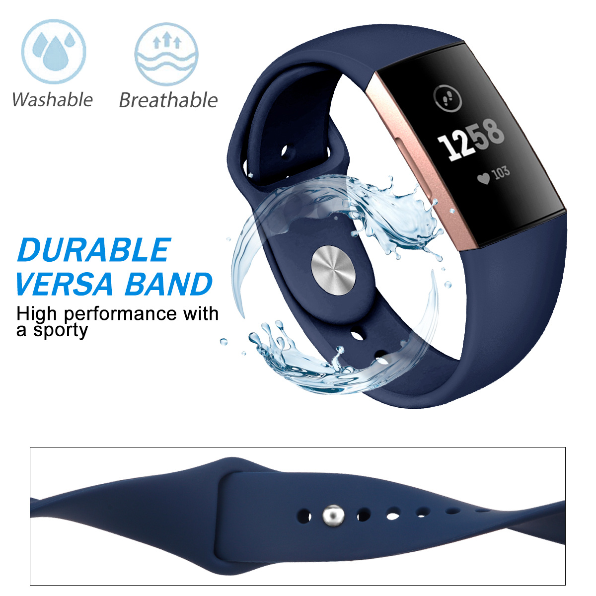 Fitbit Charge 3 & 4 Sportarmband - dunkelblau