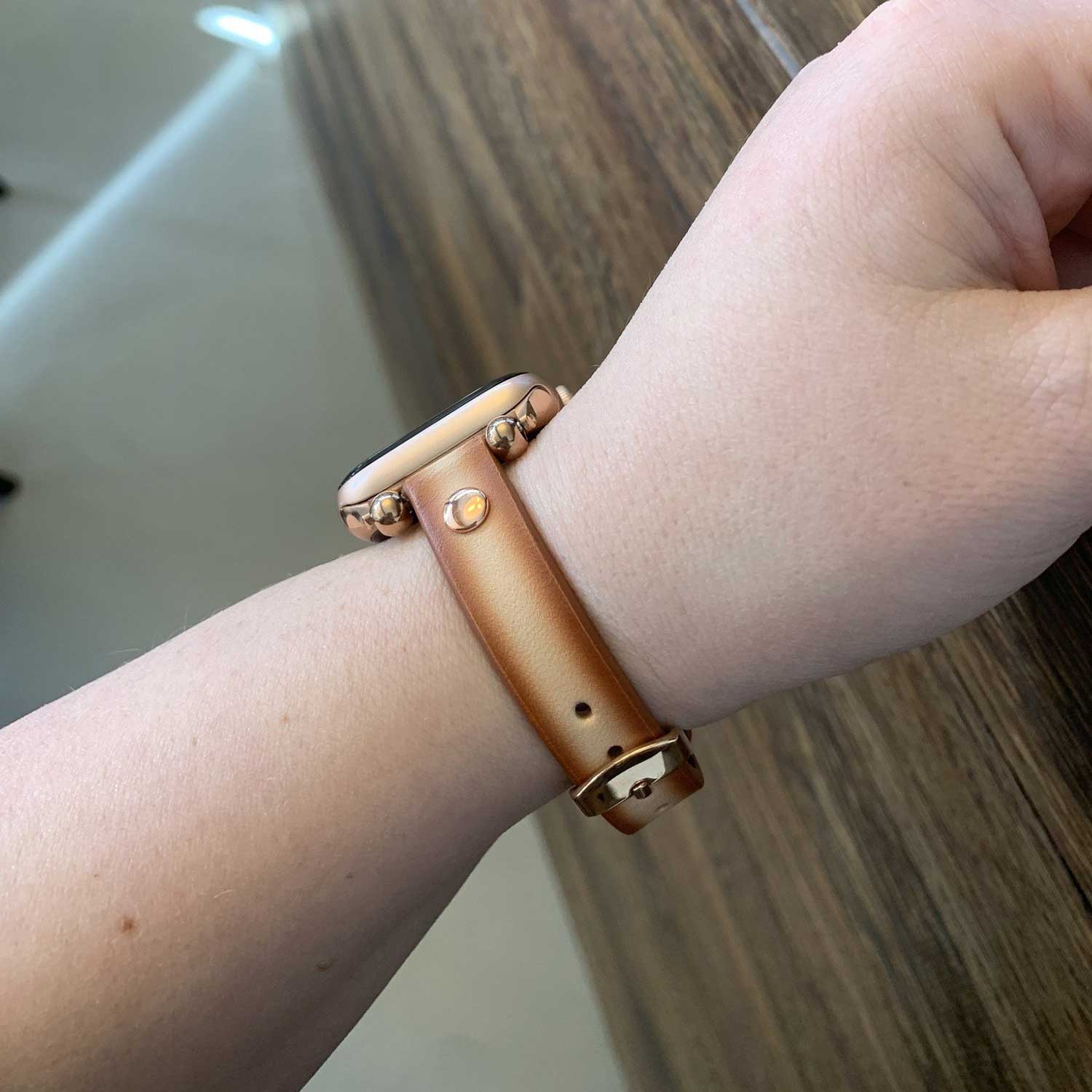 Apple Watch schlankes Lederarmband - Kamel