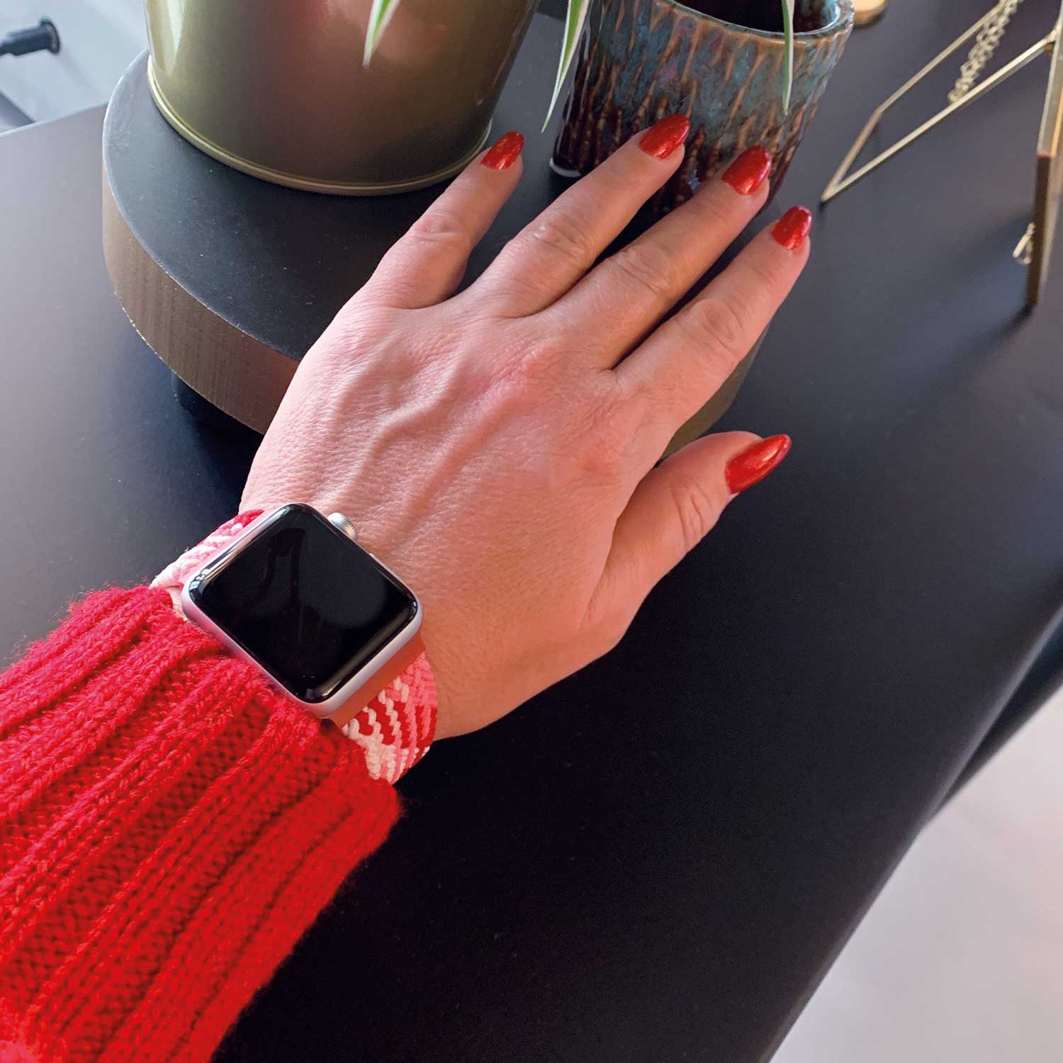 Apple Watch Nylon Geflochtenes Solo Loop - Erdbeere