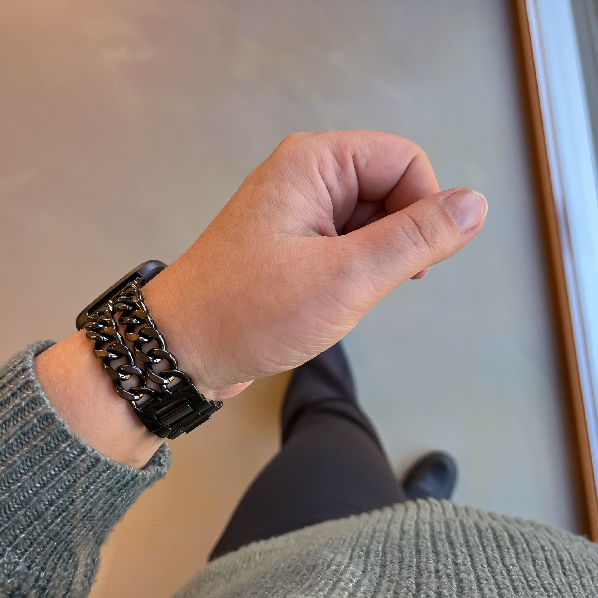 Fitbit Versa stahl cowboy Gliederarmband - schwarz