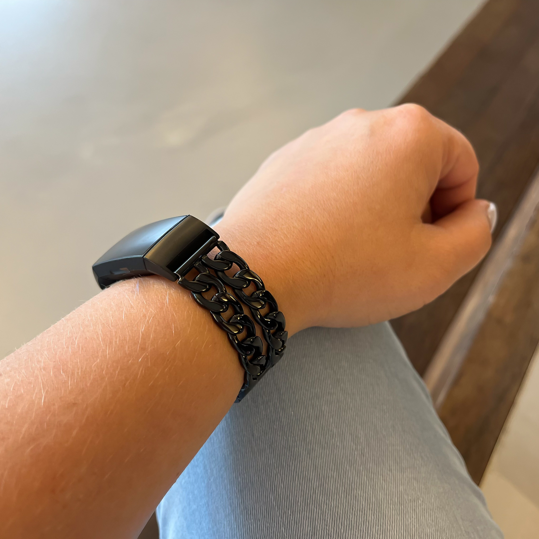 Fitbit Charge 3 & 4 stahl cowboy Gliederarmband - schwarz