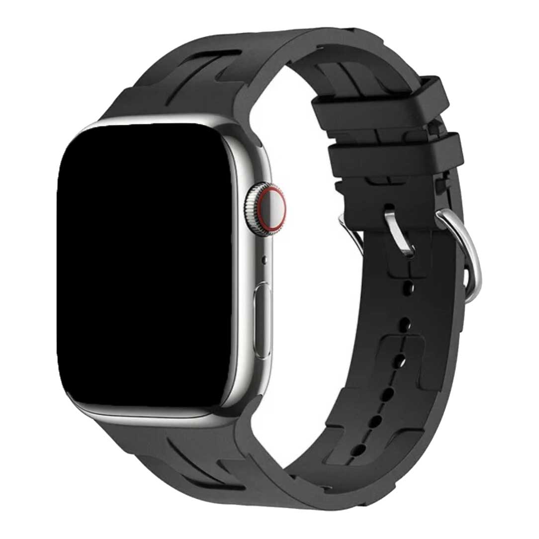 Apple Watch Sportarmband Hermès kilim single tour Gürtelschnalle - Schwarz