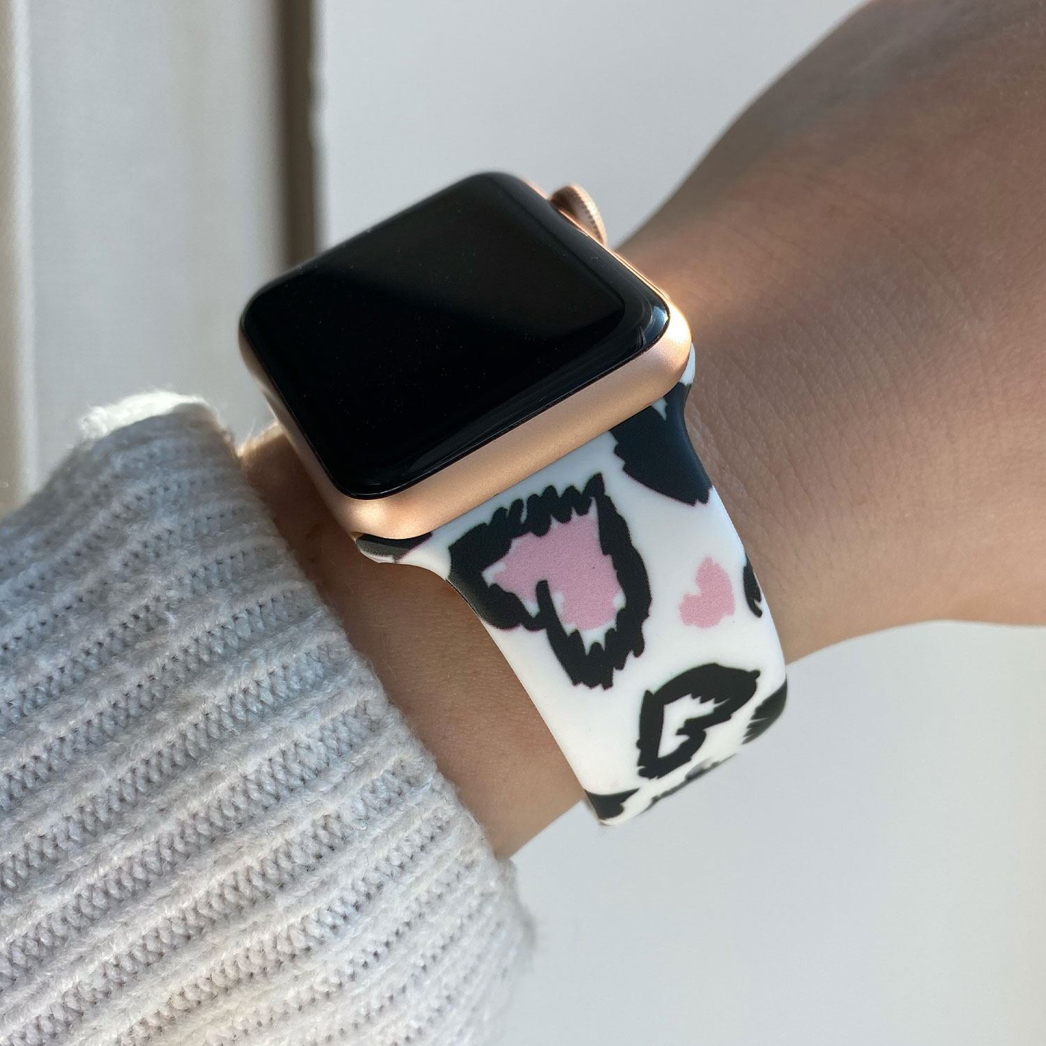 Apple Watch druck Sportarmband - Herzen Druck weiß