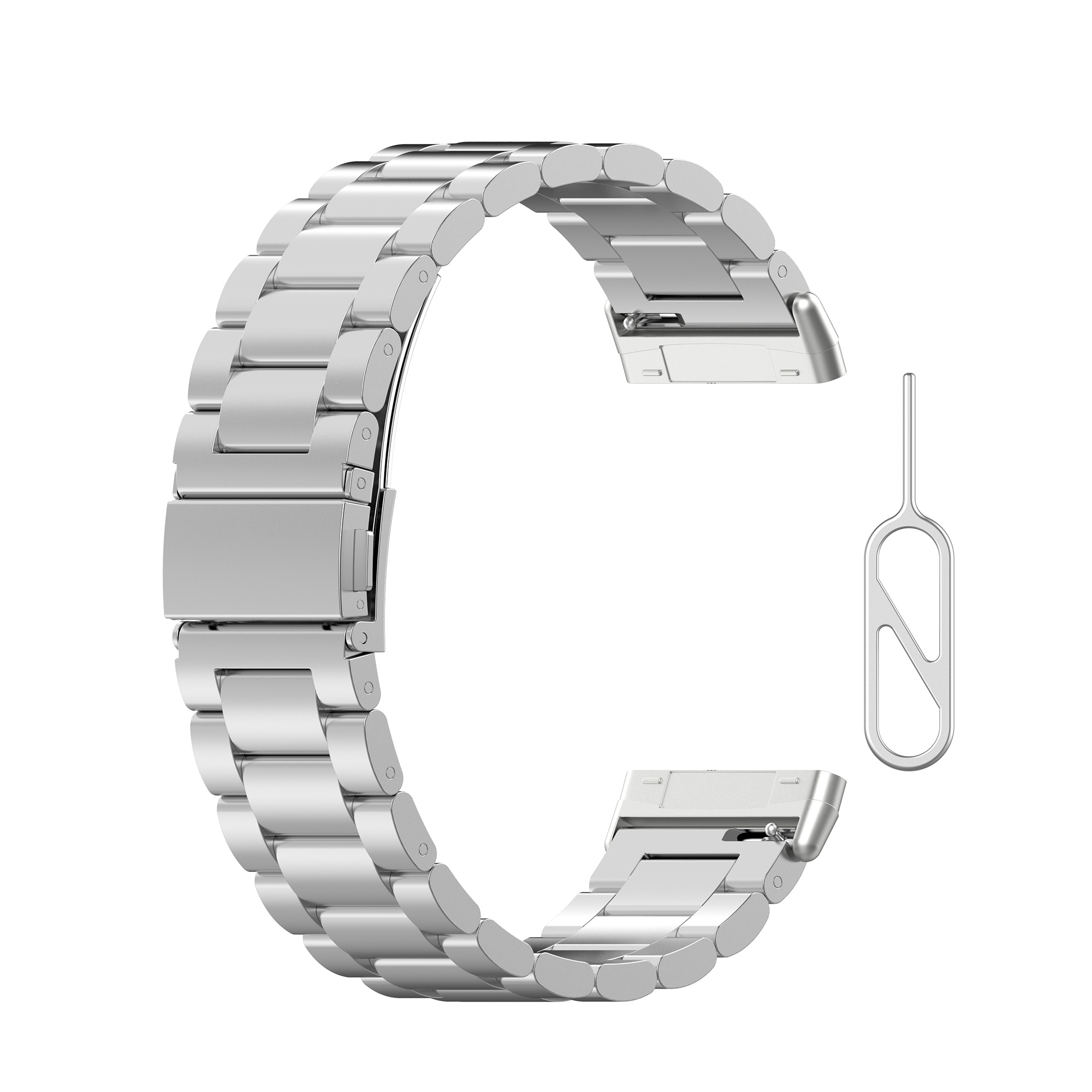 Fitbit Versa 3 / Sense Perlen stahl Gliederarmband - silber