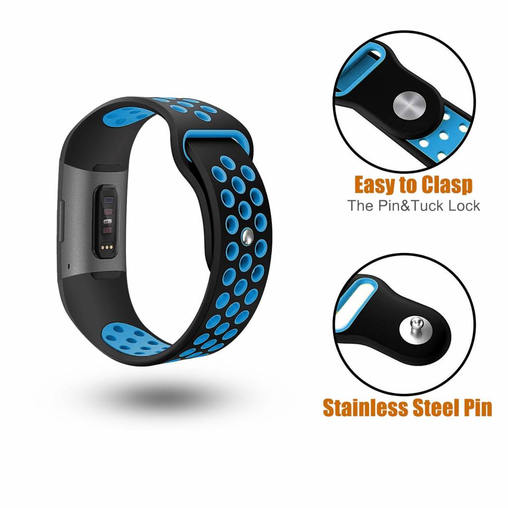 Fitbit Charge 3 & 4 Doppel Sportarmband - schwarz blau