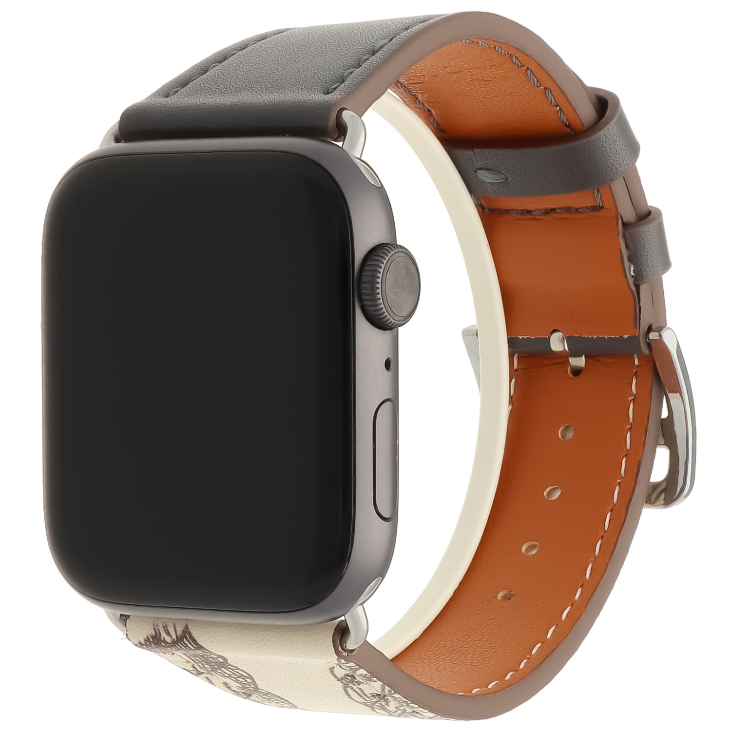 Apple Watch single tour Lederarmband - grau weiß