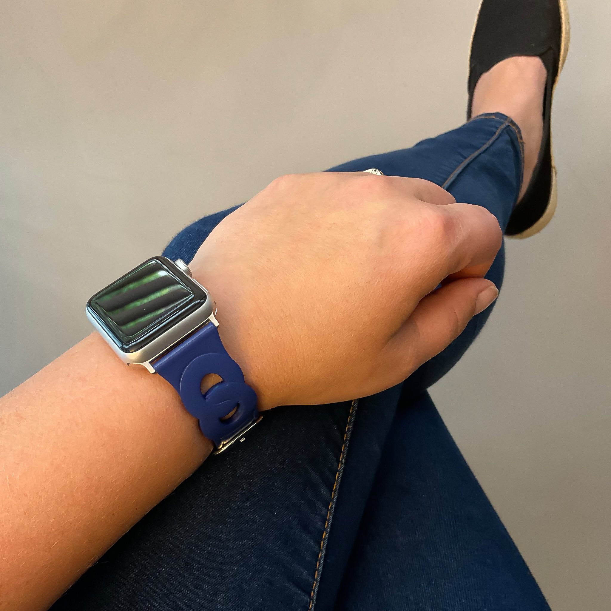 Apple Watch hermes ring Lederarmband - hellblau