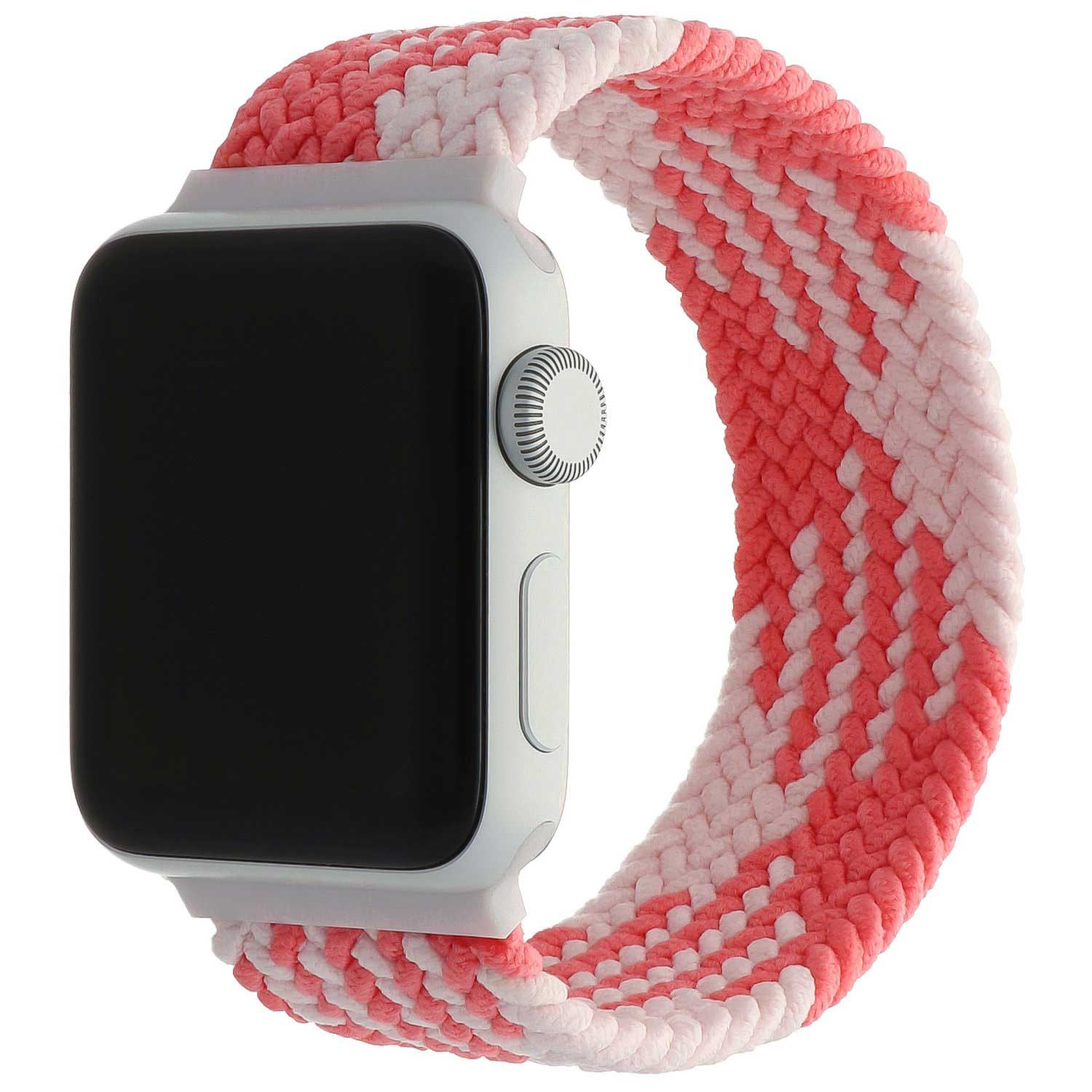 Apple Watch Nylon Geflochtenes Solo Loop - rosa weiß