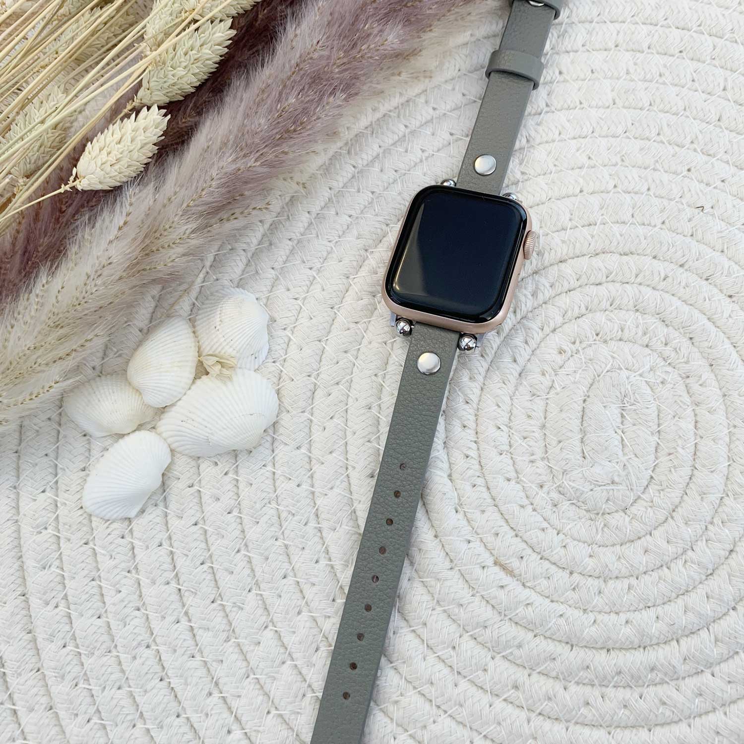 Apple Watch schlankes Lederarmband - grau