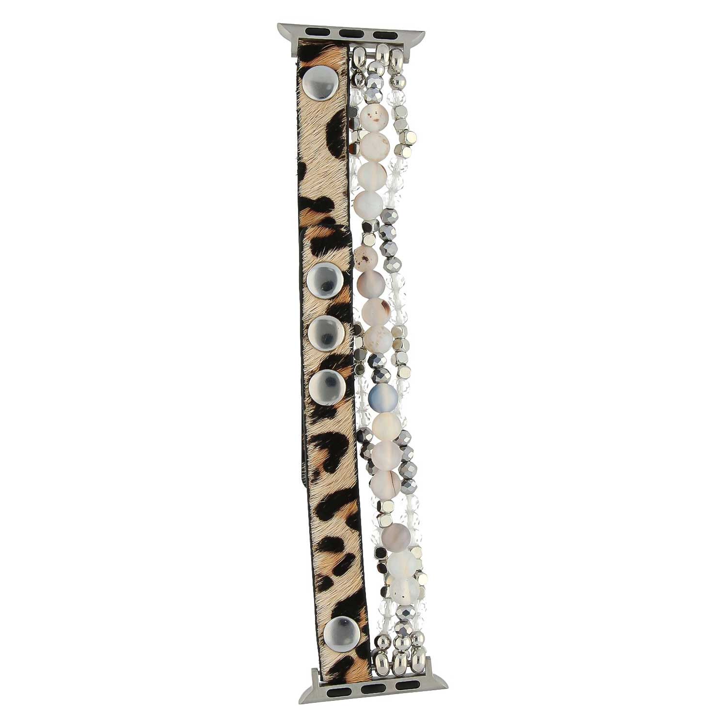 Apple Watch schmuck Lederarmband - Leopard Silber