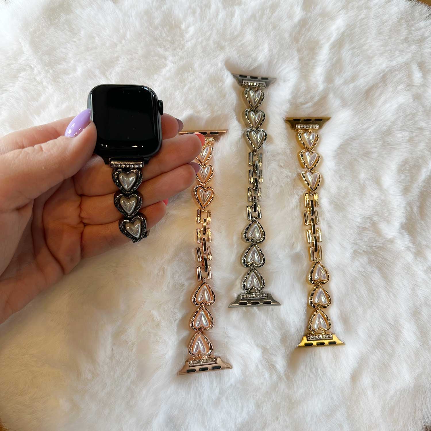Apple Watch Herz-Stahlgliederarmband – Demi Gold