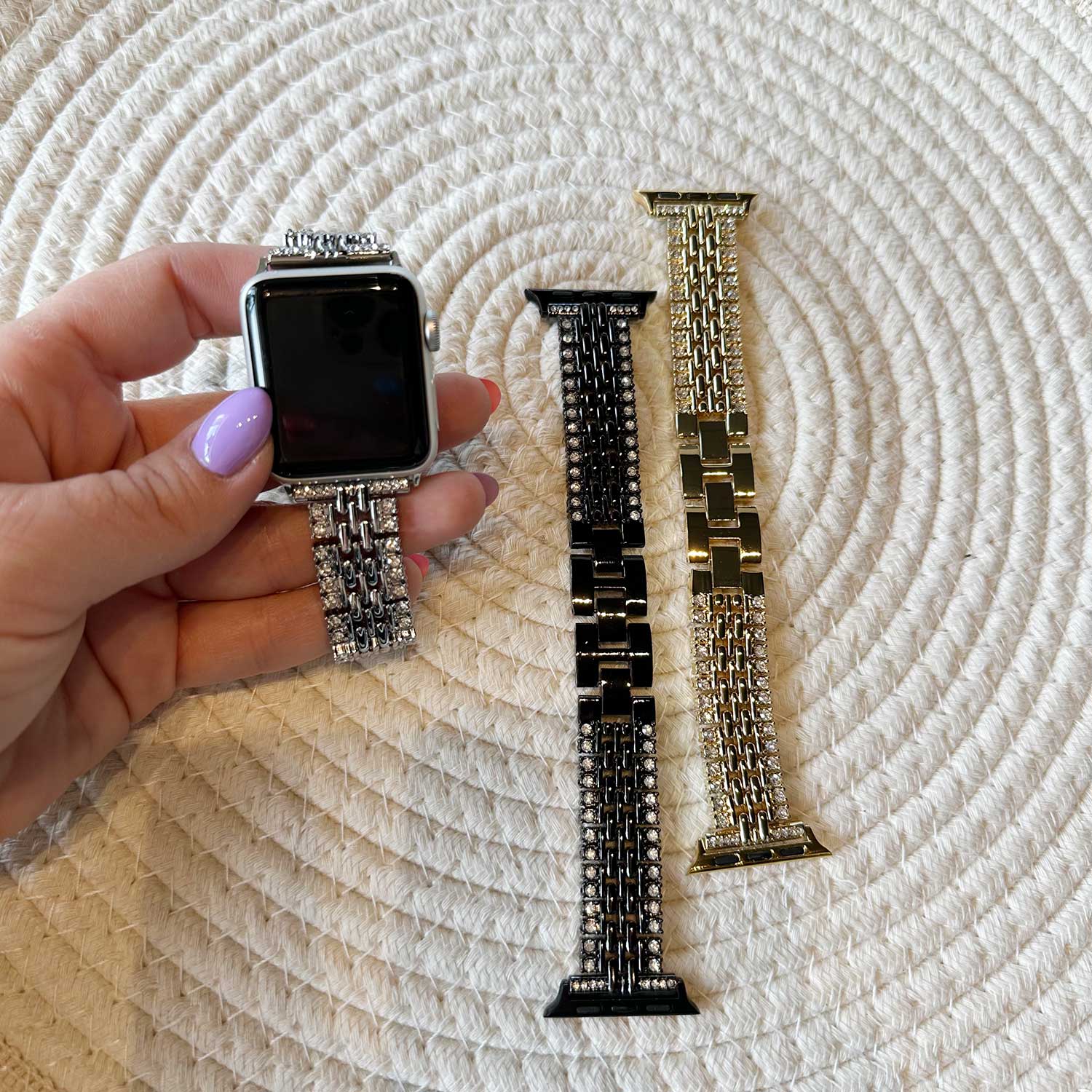 Apple Watch Stahl diamant-Gliederband Eline - Schwarz