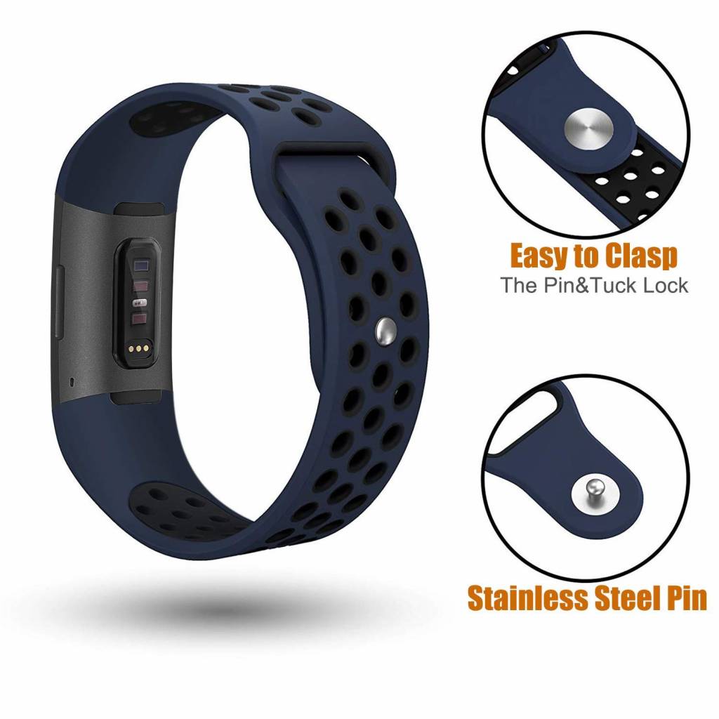 Fitbit Charge 3 & 4 Doppel Sportarmband - dunkelblau schwarz