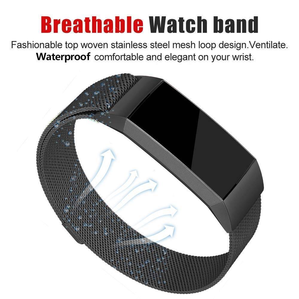 Fitbit Charge 3 & 4 Milanaise Armband - schwarz