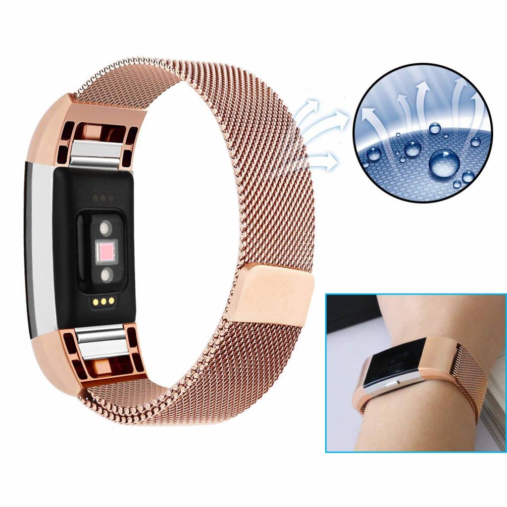Fitbit Charge 2 Milanaise Armband - rose gold