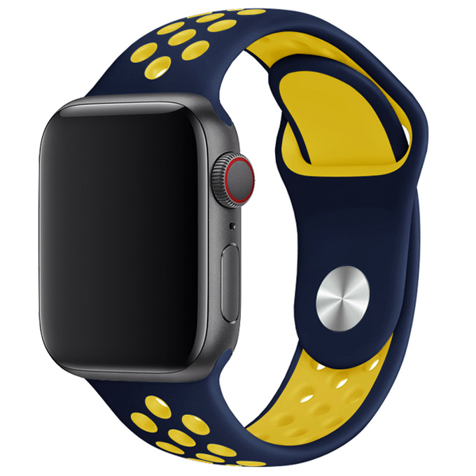 Apple Watch Doppel Sportarmband - dunkelblau gelb