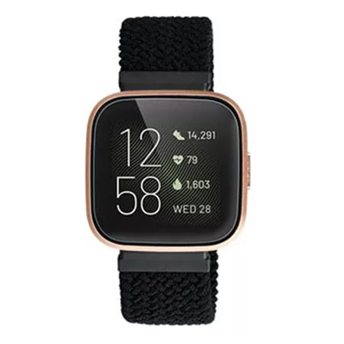 Fitbit Versa Nylon Geflochtenes Solo Loop - schwarz