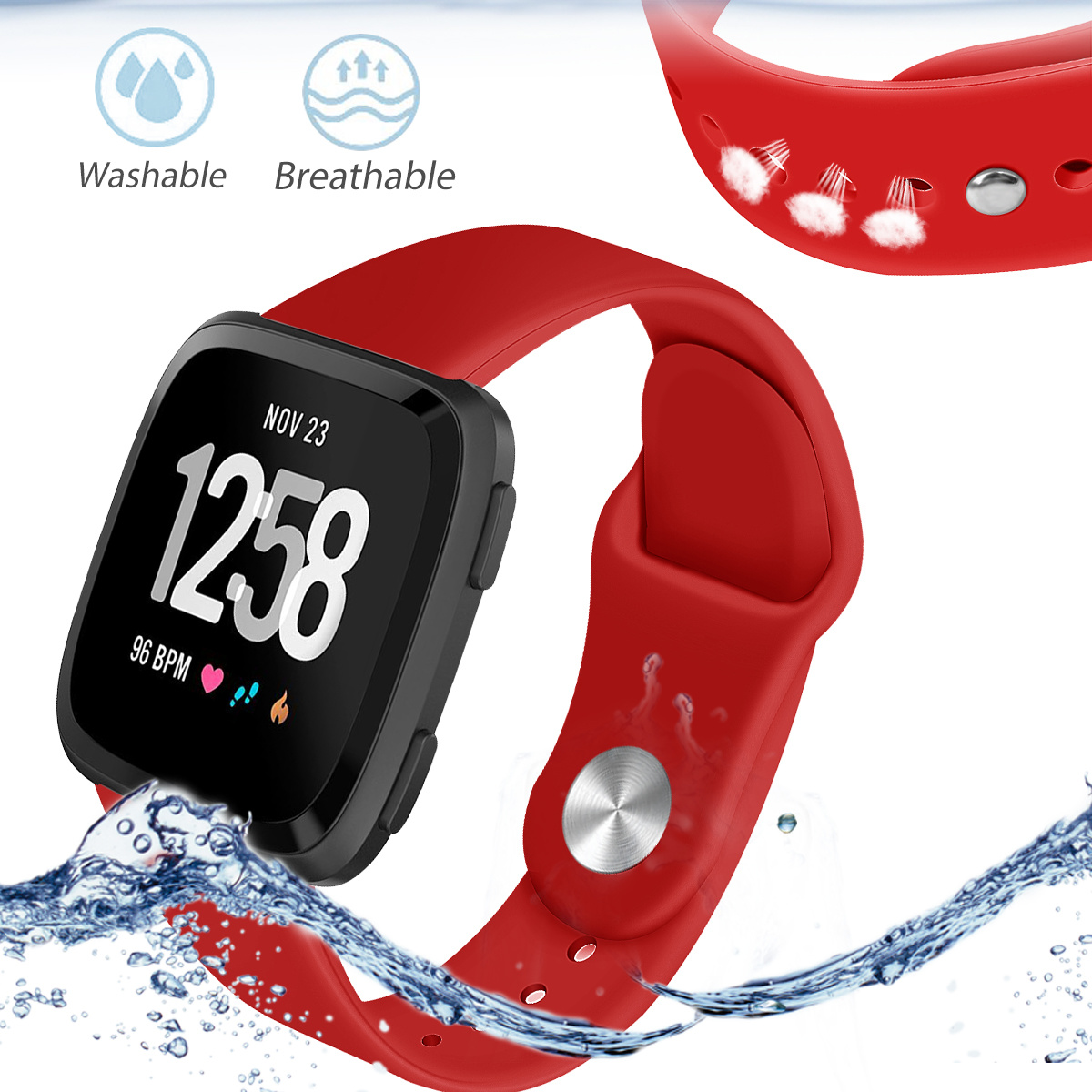Fitbit Versa Silikon-Sportarmband - rot