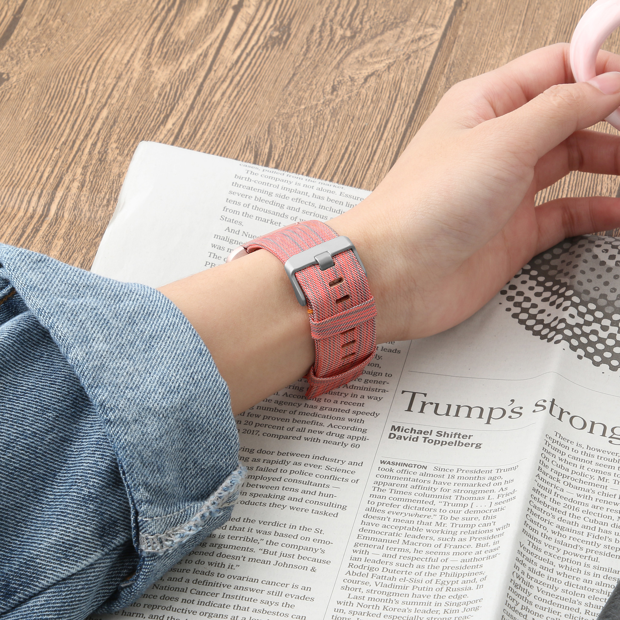 Fitbit Versa Nylon Schnallenband - orange gestreift