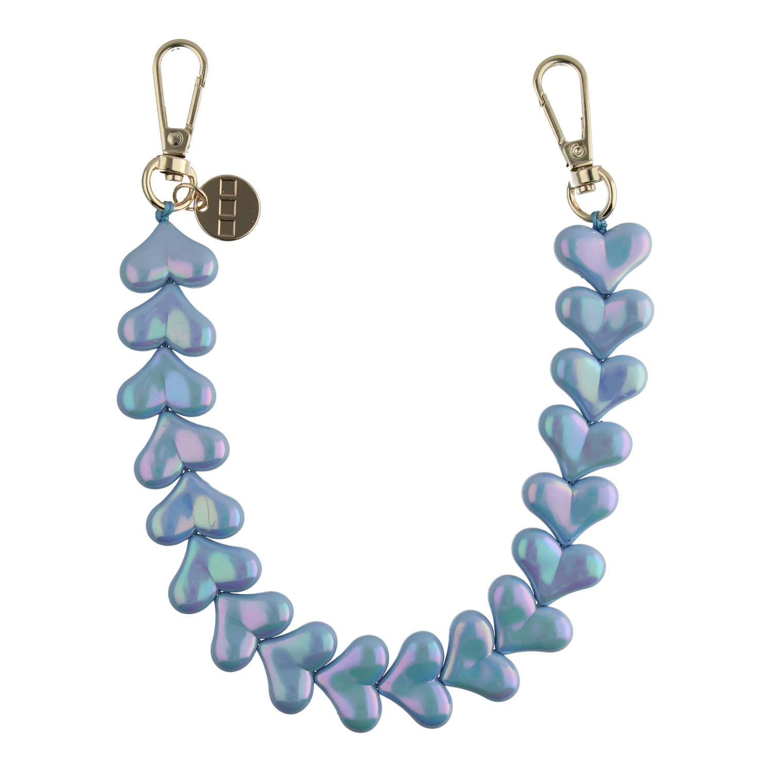 Handyketten Heart - blau glänzend - gold