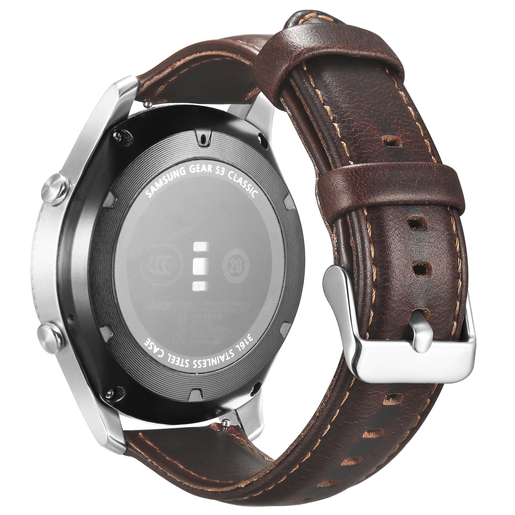 Garmin Vivoactive / Vivomove genuine Lederarmband - dunkelbraun