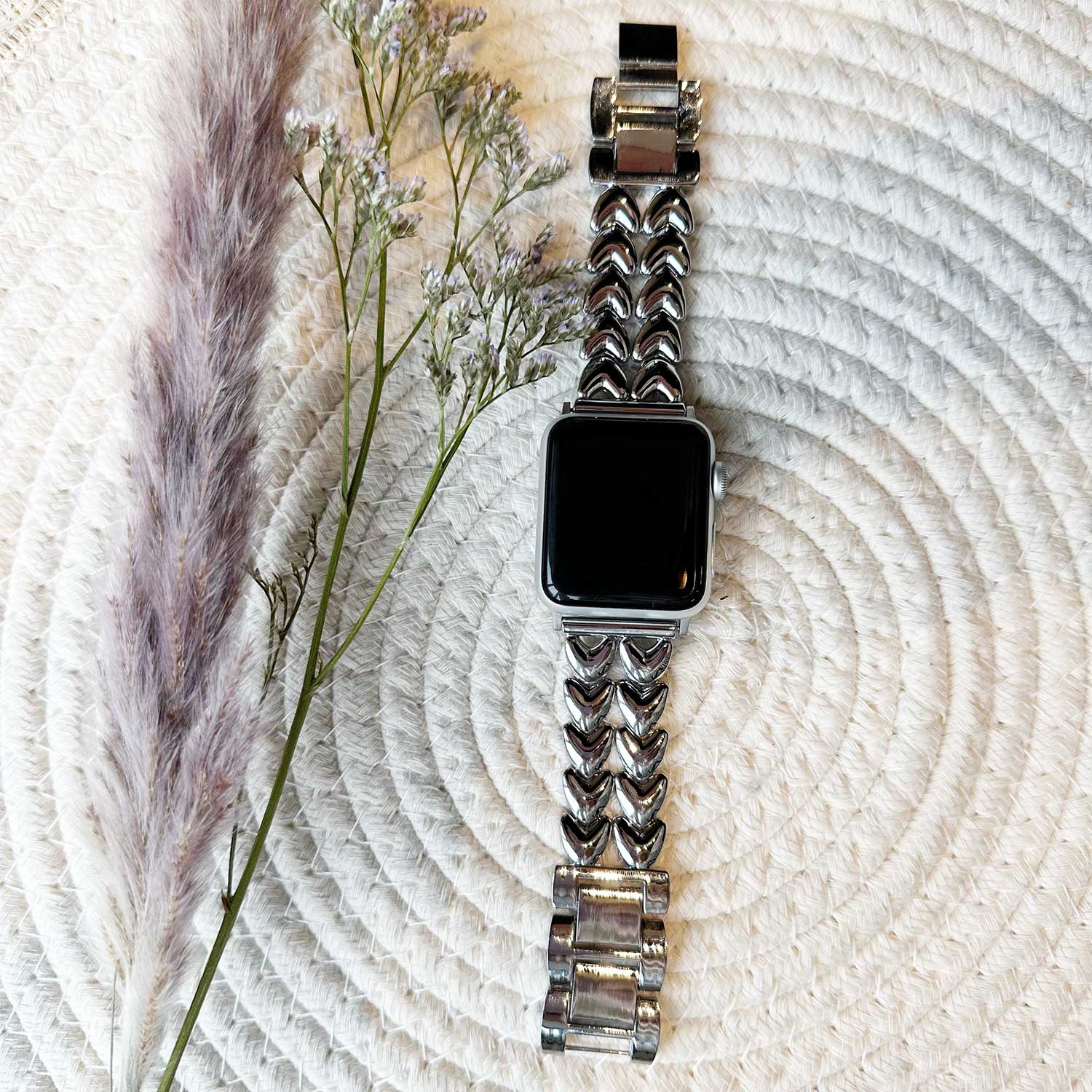 Apple Watch Herz-Stahlgliederarmband – silber