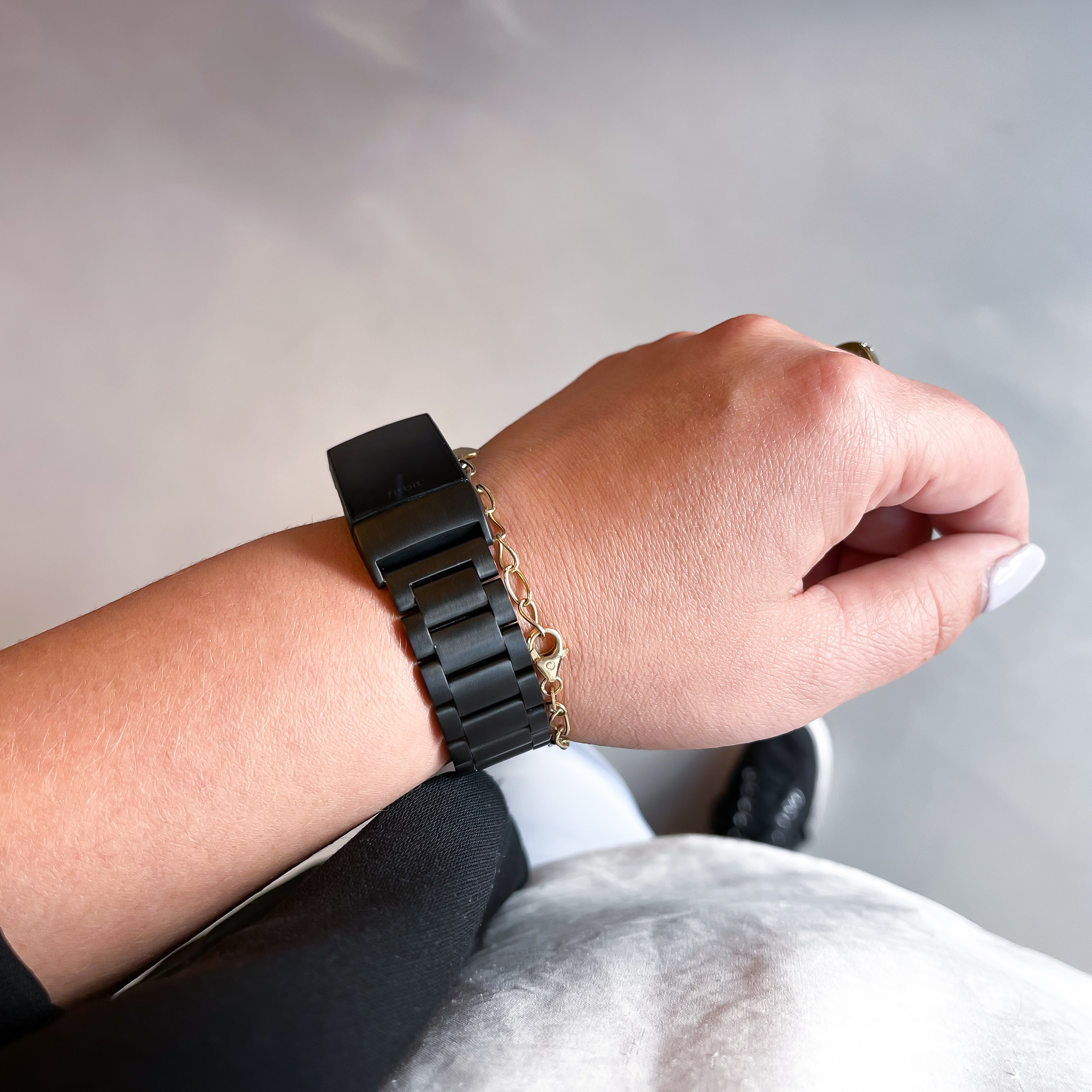 Fitbit Charge 3 & 4 Perlen stahl Gliederarmband - schwarz