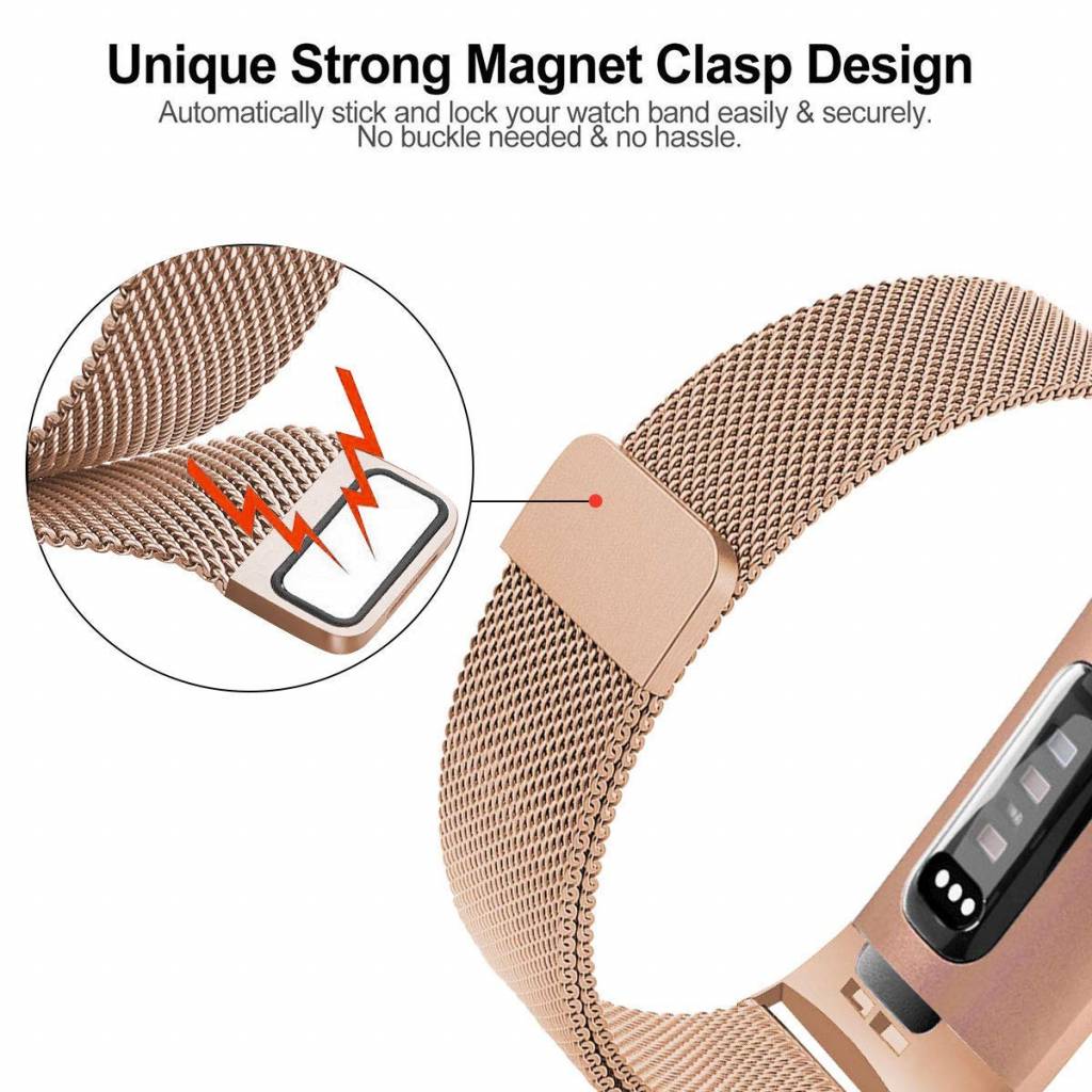 Fitbit Charge 3 & 4 Milanaise Armband - rose gold