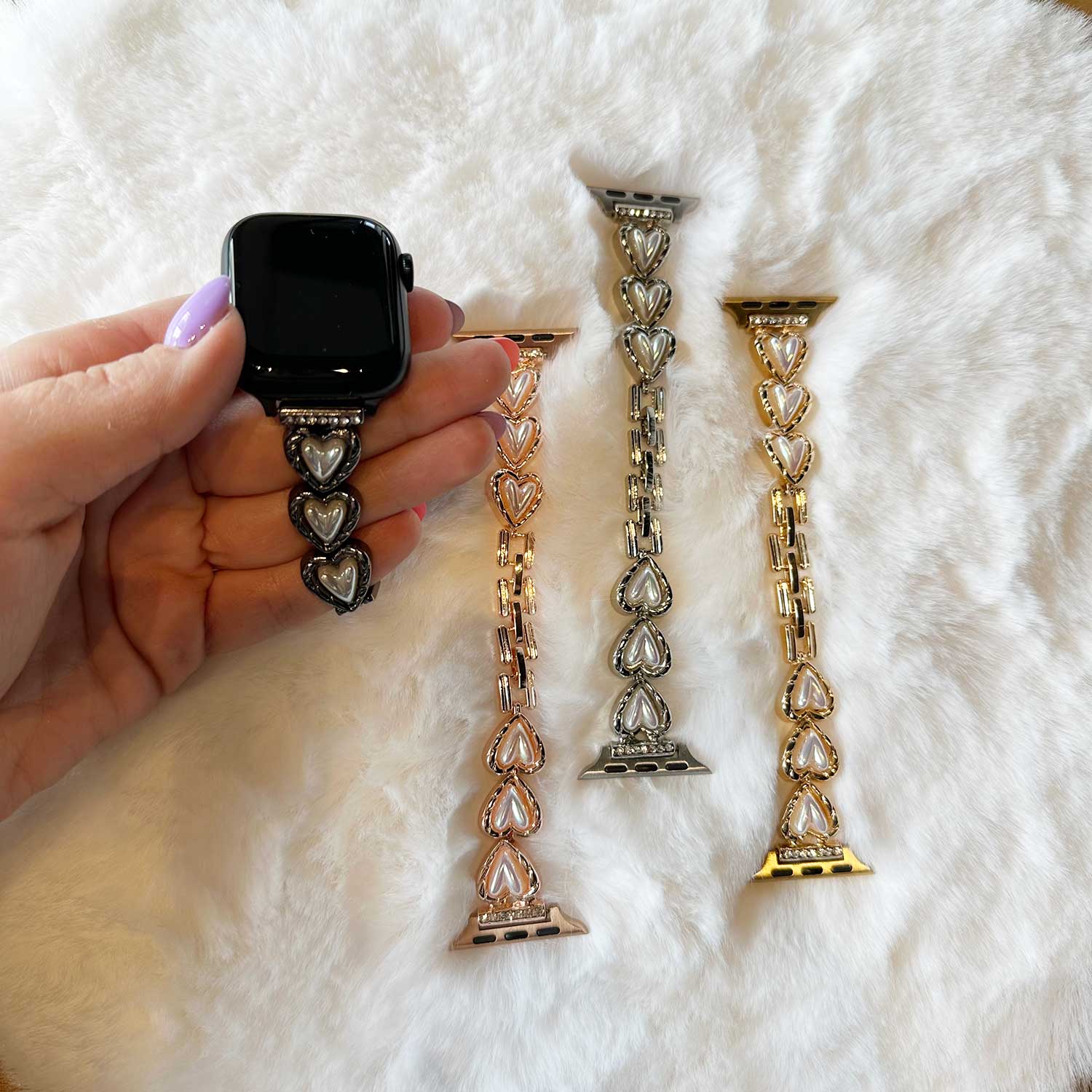 Apple Watch Herz-Stahlgliederarmband – Demi Roségold