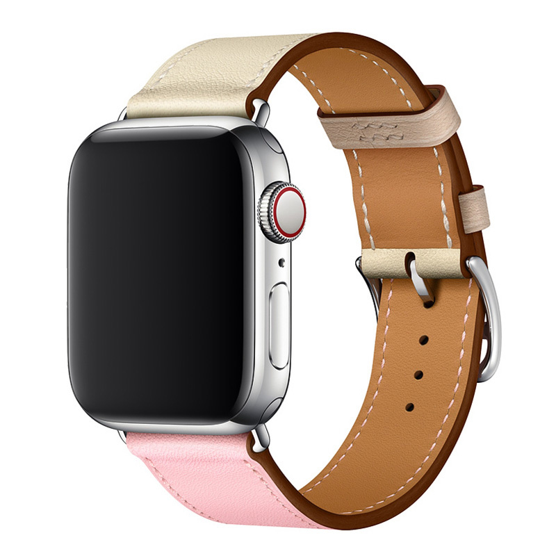 Apple Watch sing tour Lederarmband - weiß rosa