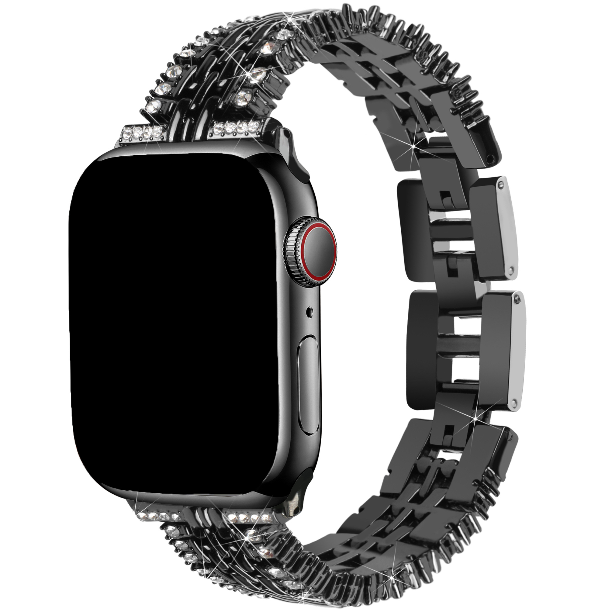  Apple Watch Stahl diamant-Gliederband Eline - Schwarz