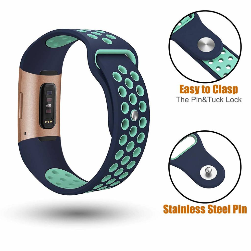Fitbit Charge 3 & 4 Doppel Sportarmband - dunkelblau hellblau